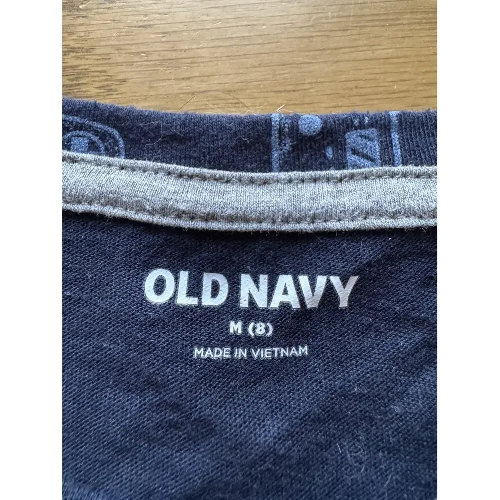 Old Navy Boys Youth Sz Medium 8‎ Blue T Shirt Gammer Casual Relaxed Short Sleeve